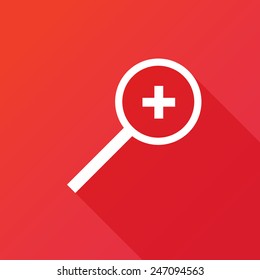 Zoom In icon. Modern design flat style icon with long shadow effect