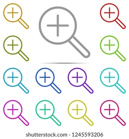Zoom in icon in multi color. Simple outline vector of web, minimalistic set for UI and UX, website or mobile application