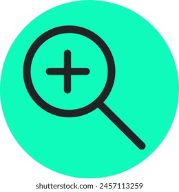 Zoom In icon on base, web and mobile, zoom sign vector graphics, a linear pattern on a round green background