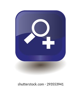 zoom in icon on dark blue button