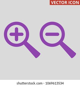 Zoom icon on grey background. Vector illustration