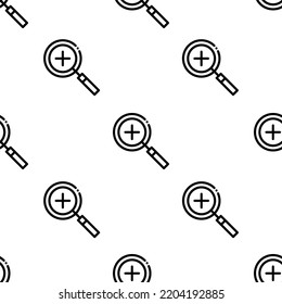 zoom in icon pattern. Seamless zoom in pattern on white background.