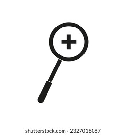 Zoom in icon. Plus magnification lens. Vector illustration. stock image.