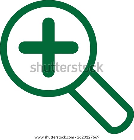 Zoom in icon representing magnification, enlargement, and closer view.