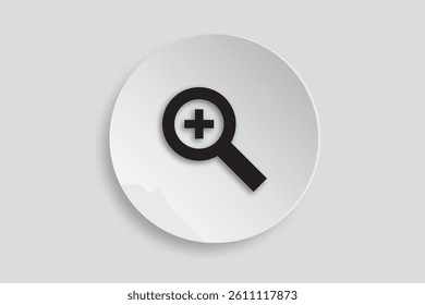 Zoom in icon representing magnify, enlarge, search, and detail view in interfaces or apps.