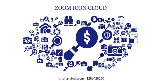  zoom icon set. 93 filled zoom icons. Simple modern icons about  - Magnifying glass, Search, Binoculars, Camera, Loupe, Photo camera, Resize, Lens, Glass, Shutter, Research, Searcher
