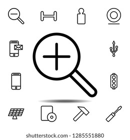 Zoom in icon. Simple thin line, outline vector element of minimalistic, web icons set for UI and UX, website or mobile application