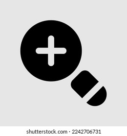 Zoom in icon in solid style about user interface, use for website mobile app presentation