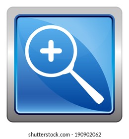 Zoom Icon - squared vector button isolated on blue 