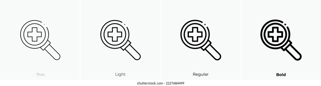 zoom in icon. Thin, Light Regular And Bold style design isolated on white background