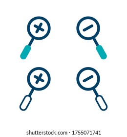 Icono de zoom en estilo plano de moda. Ampliar y disminuir los símbolos para el diseño de sitios web, logotipo, aplicación, interfaz de usuario. Ilustración del vector