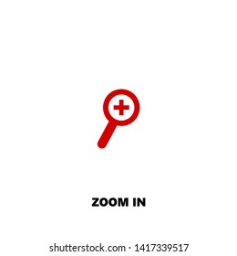 zoom in icon. zoom in vector design. sign design. red color