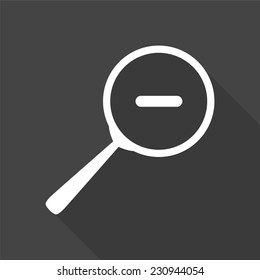zoom icon - vector illustration with long shadow isolated on gray 