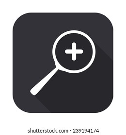 zoom icon - vector illustration with long shadow 