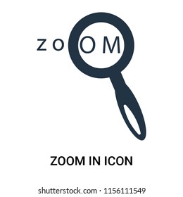 Zoom In icon vector isolated on white background, Zoom In transparent sign , filled dark user interface icons