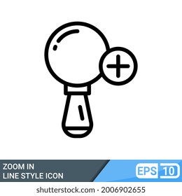 Zoom in icon, vector line style isolated on white background. EPS 10