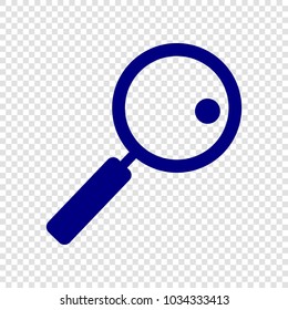Zoom icon. Vector. Navy blue flat icon on transparent background.