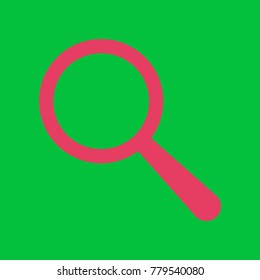Zoom in icon. Vector. Paradise pink icon on dark pastel green background.