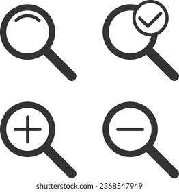 Zoom icon vector. Set of zooming icons.