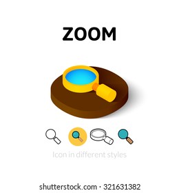 Zoom icon, vector symbol in flat, outline and isometric style