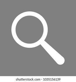 Zoom in icon. Vector. White icon on medium gray background. Isolated.