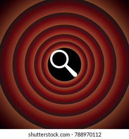 Zoom in icon. Vector. White icon on black circle in gradient rings.