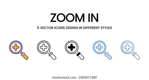 Iconos de zoom de diferentes estilos Vector ilustración de stock