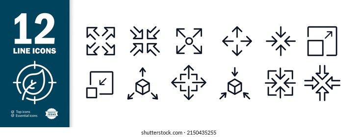 Zoom icons set. Enlargement and reduction. Changing an object. 3D modeling. vector eps 10.