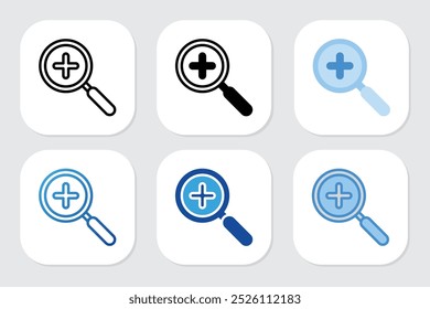 Zoom icons with various design styles