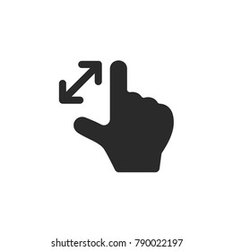 zoom icon,zoom in icon, hand, finger arrow icon