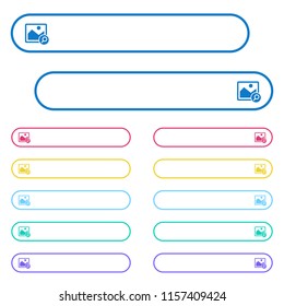 Zoom image icons in rounded color menu buttons. Left and right side icon variations.