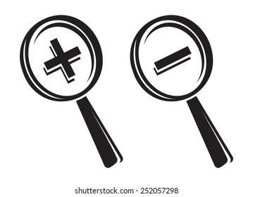 zoom in, zoom out icons
