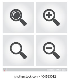 Zoom in, Zoom out. Set of flat icons. Vector illustration