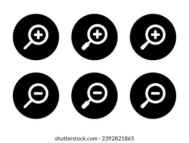 Zoom in-out button icon vector in black circle
