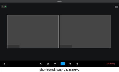 Zoom Interface Template. Video Conference, Video Call. Blank Wireframe. Meeting App UI Interface.
Vector Illustration.