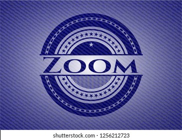 Zoom jean or denim emblem or badge background