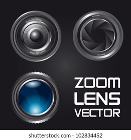 zoom lens over black background. vector illustration