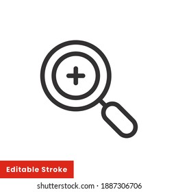 Zoom in line icon for web template and app. Editable stroke vector illustration design on white background. EPS 10