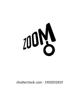 zoom logo and magnifier on white background