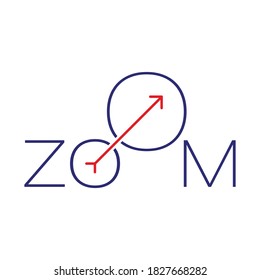 Zoom Logo On White Background. Zoom And Arrow Sign