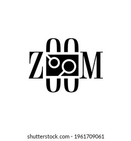 
zoom logo on white background. zoom and magnifying glass symbol