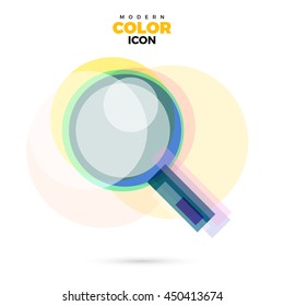 Zoom magnifier Modern varicolored lucent Icon for web, app. New concept geometric design, rainbow color symbol. Logo technology sign isolated on white. Vector illustration in creative style.