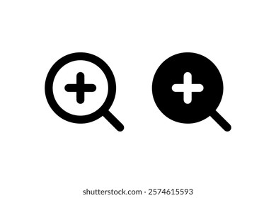 Zoom In Magnifying Glass Icon Variations Vector.