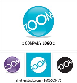 Zoom (Magnifying Sphere Glass) Vector Symbol Company Logo. Icon Style Logotype. Lens, Typography, Magnifier Glass Illustration. Elegant Identity Concept Design Idea Template (Brand). 