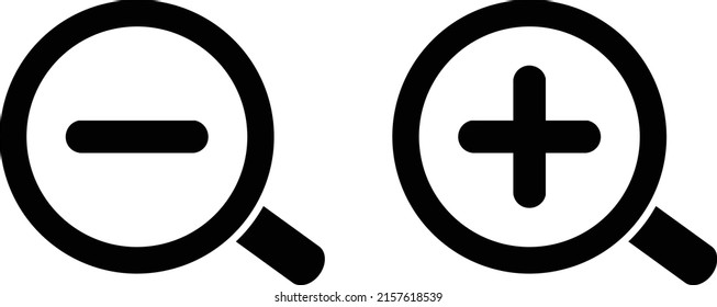 Zoom, Minus, Plus Black Icon Set 