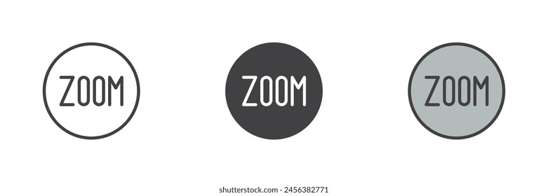 Zoom mode button different style icon set. Line, glyph and filled outline colorful version, outline and filled vector sign. Manual camera setting symbol, logo illustration. Vector graphics
