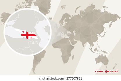 Zoom on Georgia Map and Flag. World Map.
