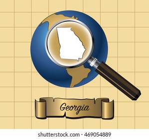 Zoom on Georgia State on Globe Vector Illustration