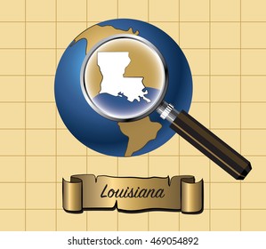Zoom on Louisiana State on Globe Vector Illustration