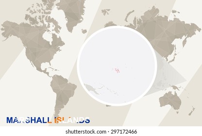 Zoom on Marshall Islands Map and Flag. World Map.
